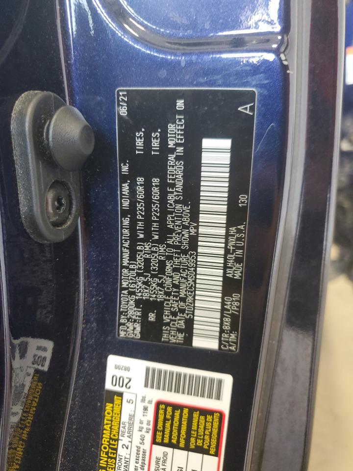 2021 Toyota Sienna Limited VIN: 5TDZRKEC5MS049953 Lot: 64449504