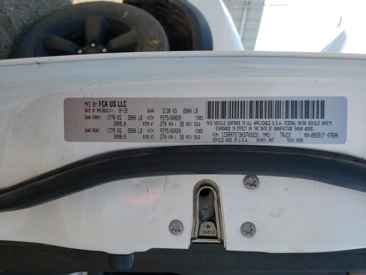 2019 Ram 1500 Classic Slt VIN: 1C6RR7GT9KS703231 Lot: 65143174