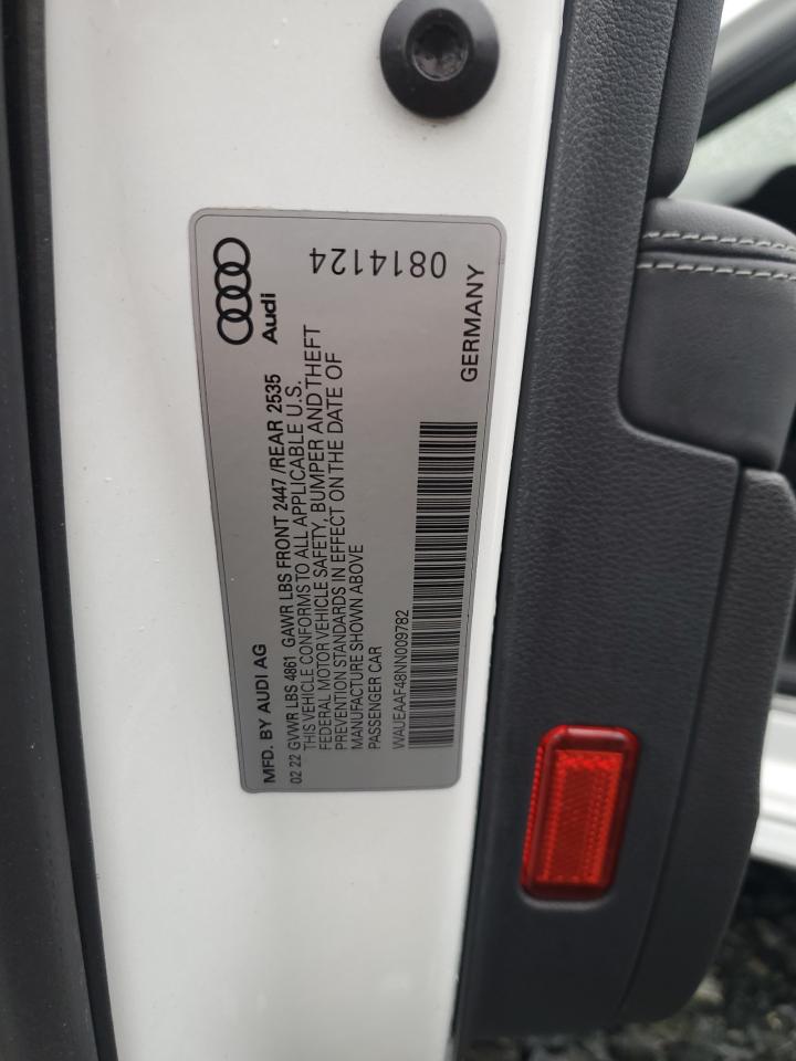 2022 Audi A4 Premium Plus 45 VIN: WAUEAAF48NN009782 Lot: 62634984
