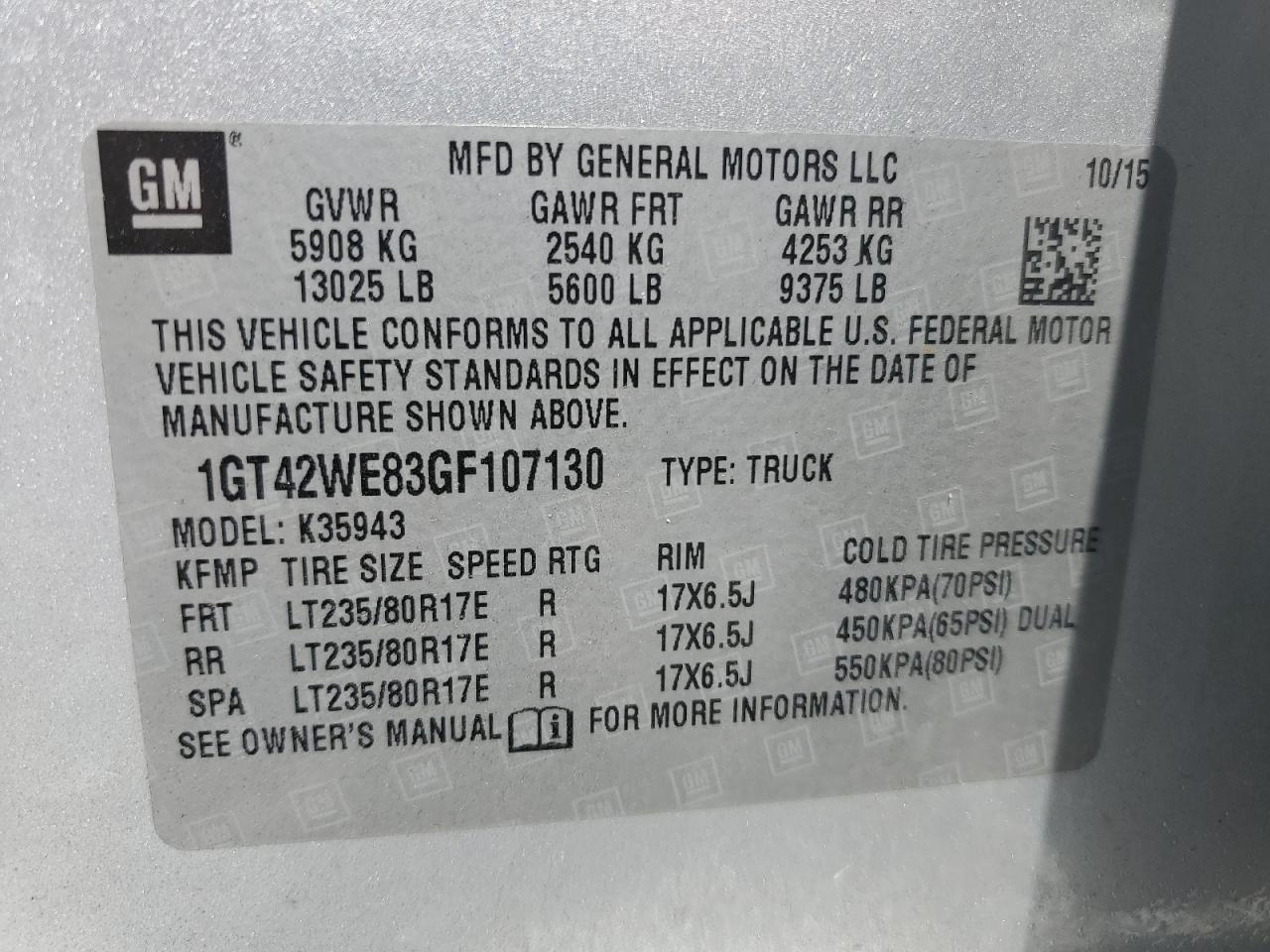 1GT42WE83GF107130 2016 GMC Sierra K3500 Sle