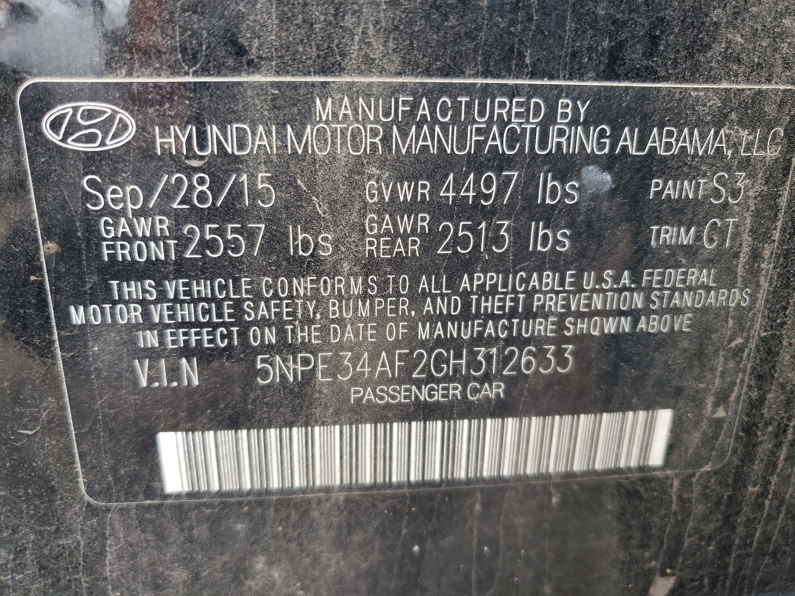 5NPE34AF2GH312633 2016 Hyundai Sonata Sport