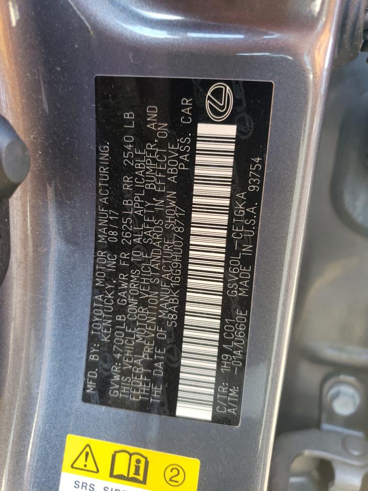 2017 Lexus Es 350 VIN: 58ABK1GG9HU078717 Lot: 61478724