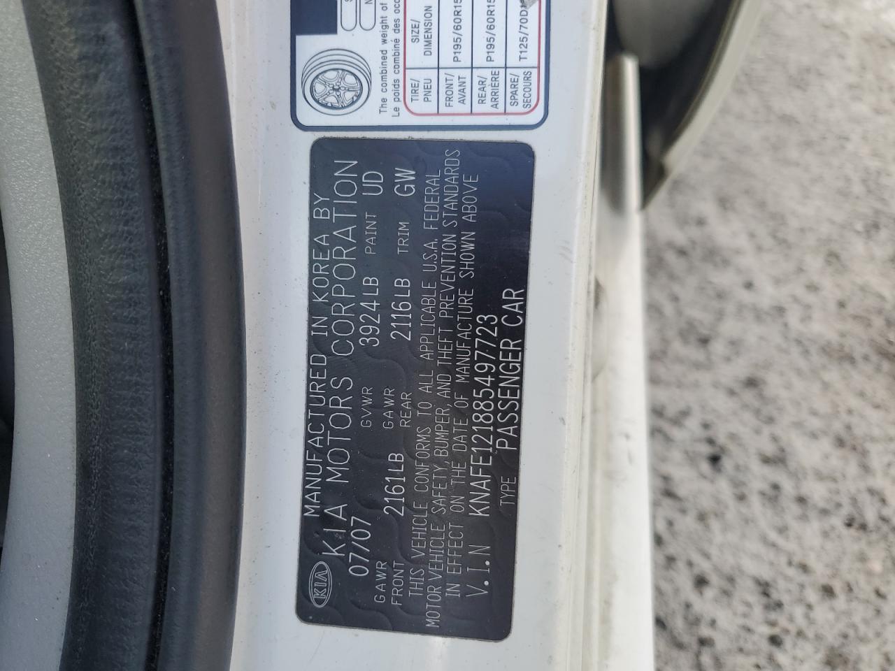 KNAFE121885497723 2008 Kia Spectra Ex