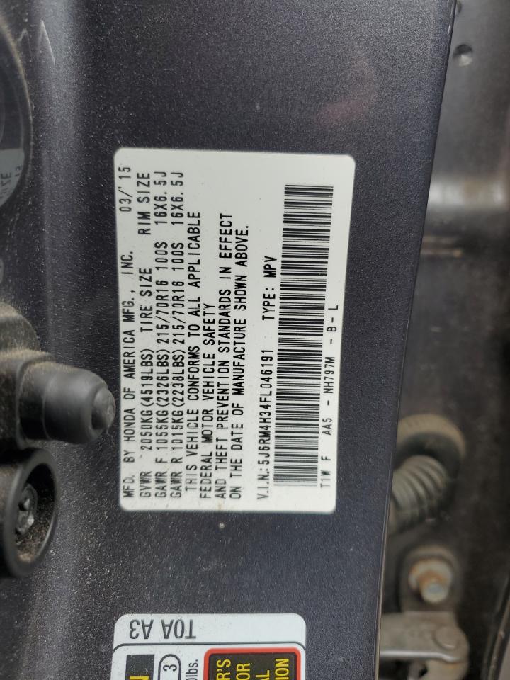 2015 Honda Cr-V Lx VIN: 5J6RM4H34FL046191 Lot: 64940774