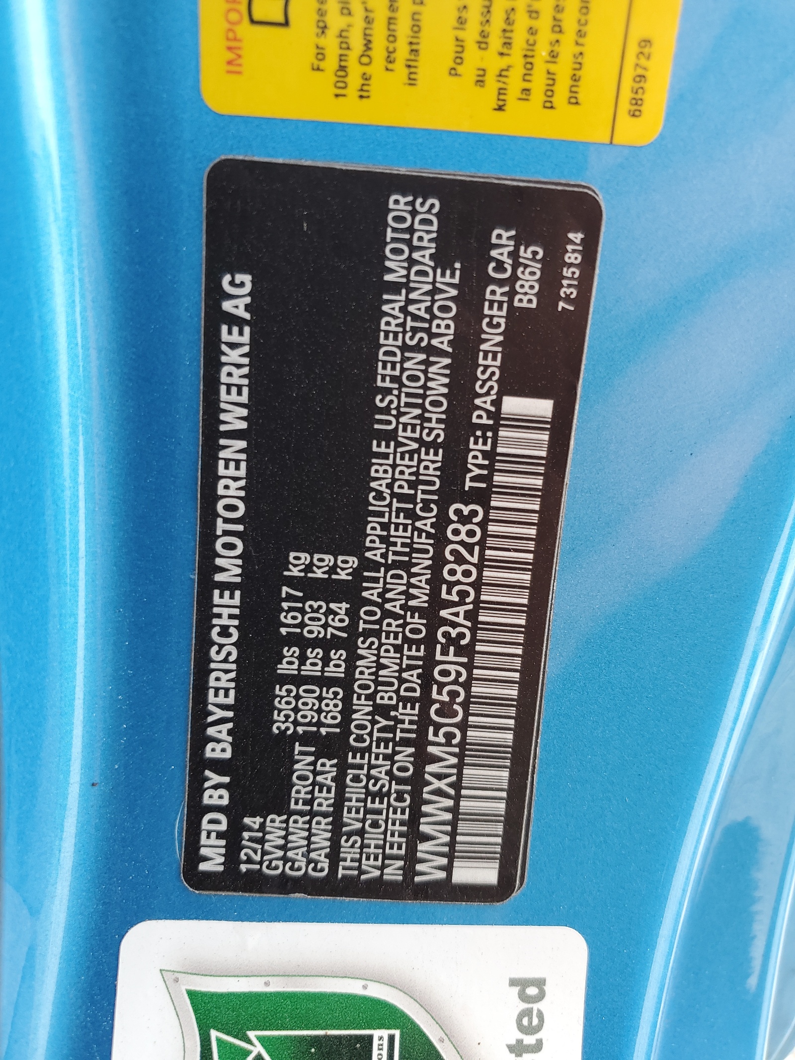 WMWXM5C59F3A58283 2015 Mini Cooper