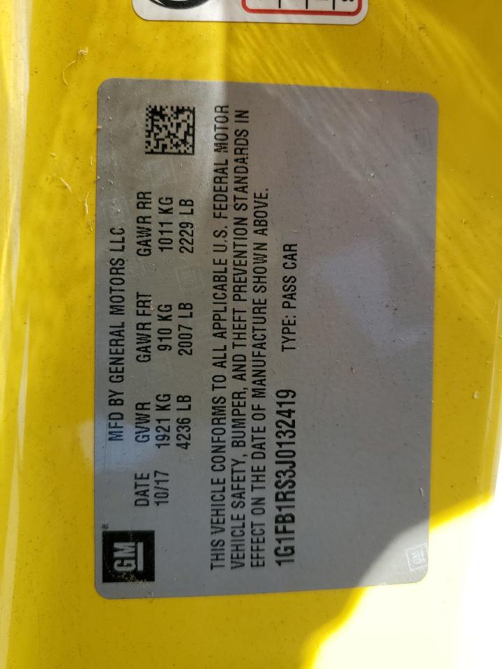 2018 Chevrolet Camaro Lt VIN: 1G1FB1RS3J0132419 Lot: 62026534