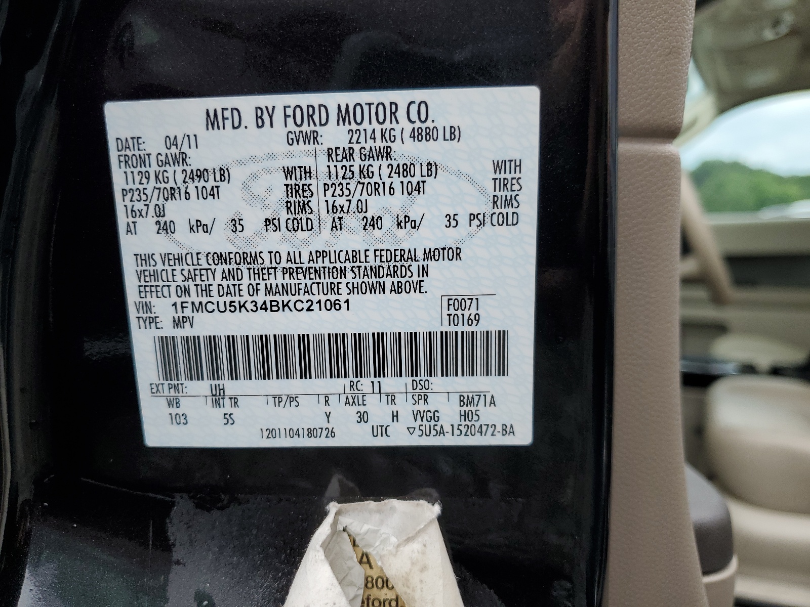 1FMCU5K34BKC21061 2011 Ford Escape Hybrid