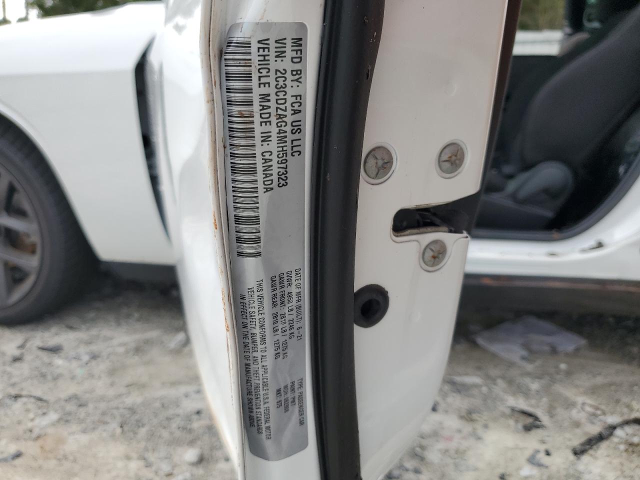 2021 Dodge Challenger Sxt VIN: 2C3CDZAG4MH597323 Lot: 63710954