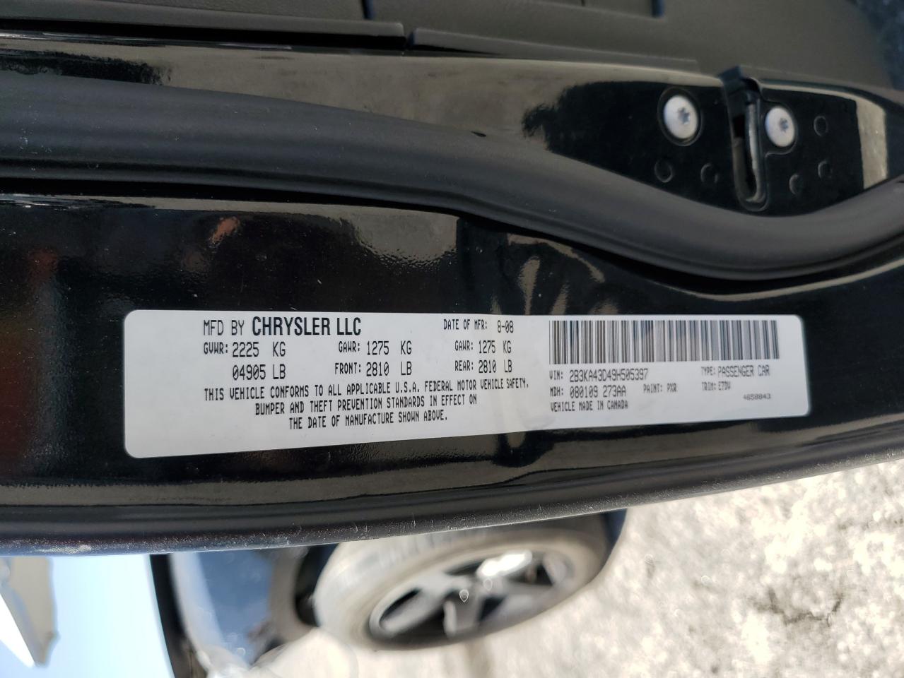 2009 Dodge Charger VIN: 2B3KA43D49H505397 Lot: 61693924