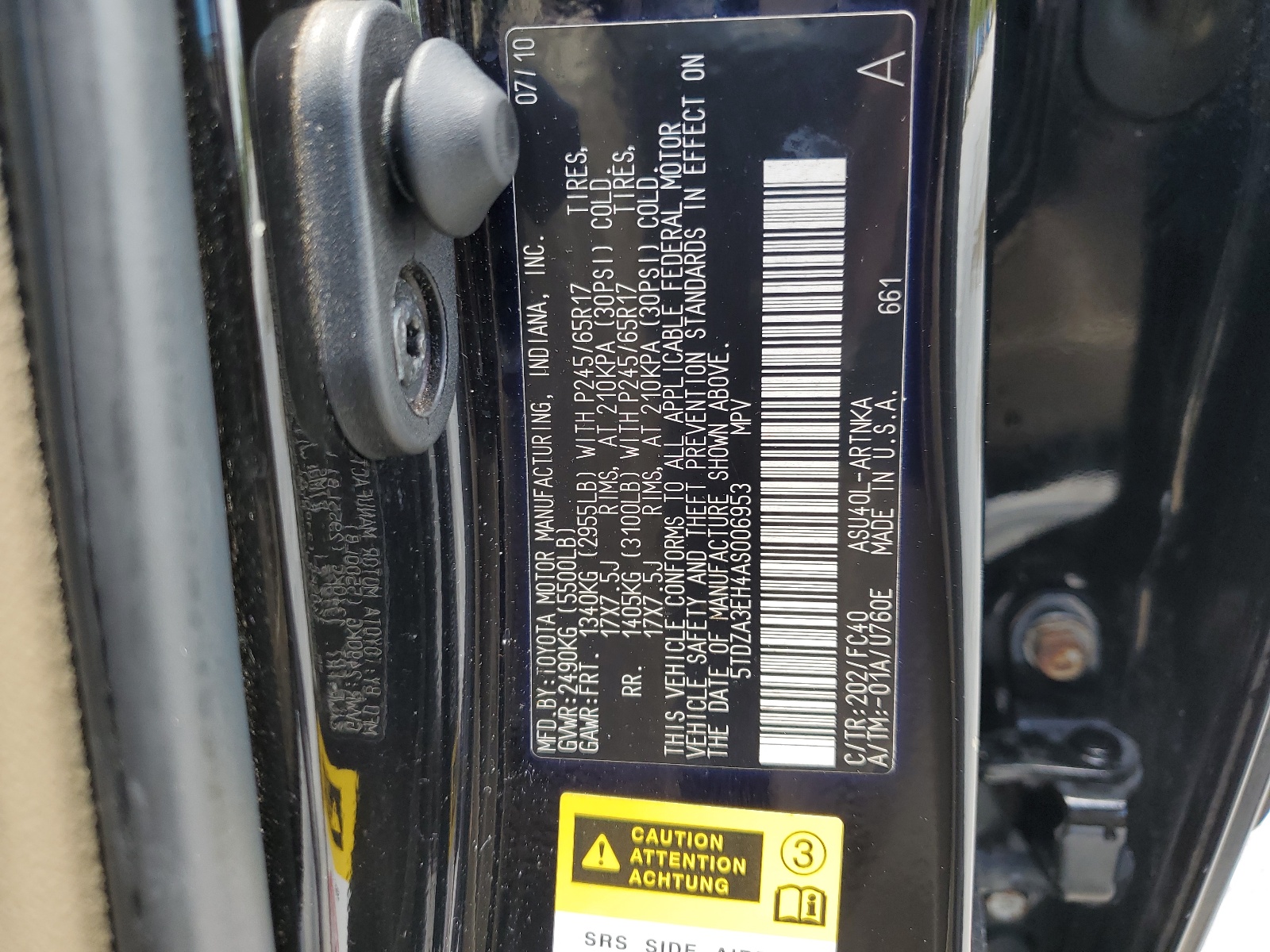 5TDZA3EH4AS006953 2010 Toyota Highlander