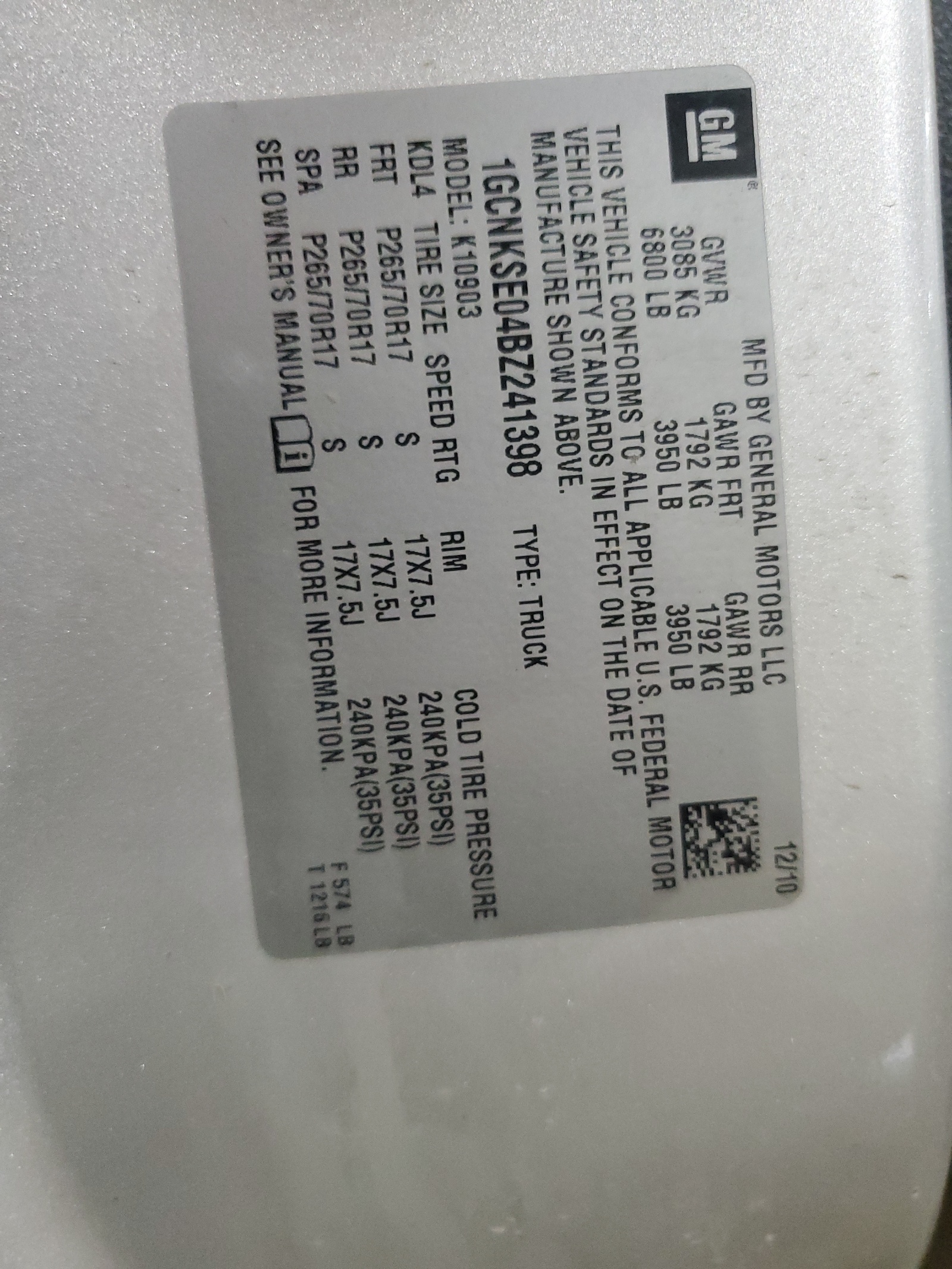 1GCNKSE04BZ241398 2011 Chevrolet Silverado K1500 Lt