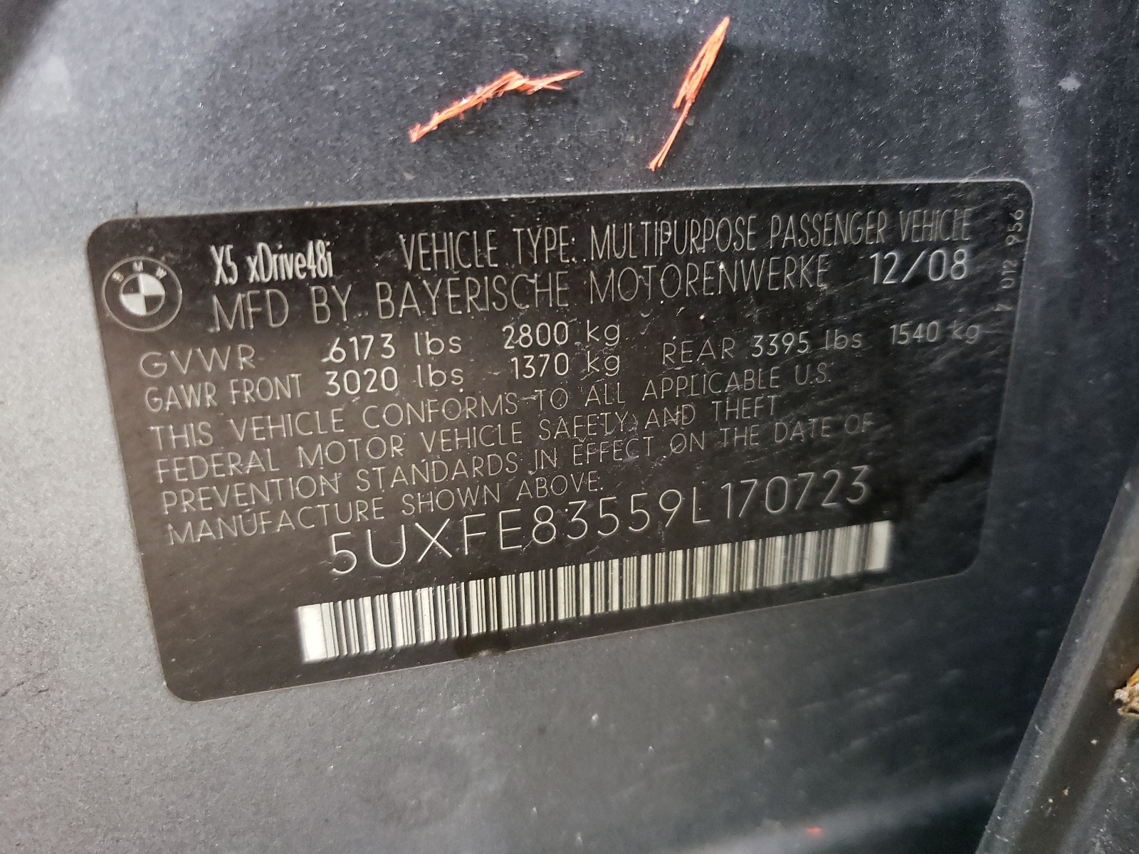 5UXFE83559L170723 2009 BMW X5 xDrive48I