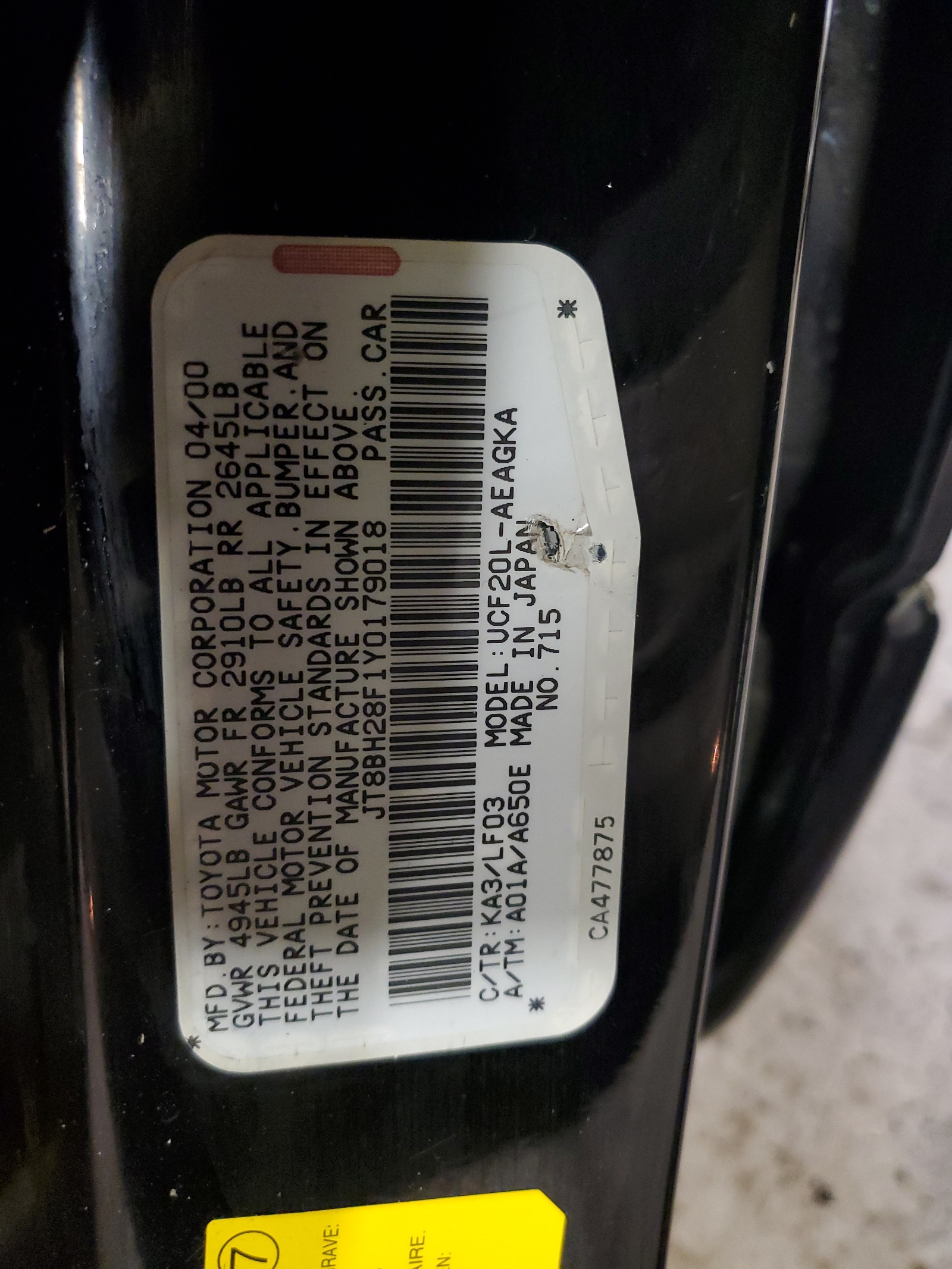 JT8BH28F1Y0179018 2000 Lexus Ls 400