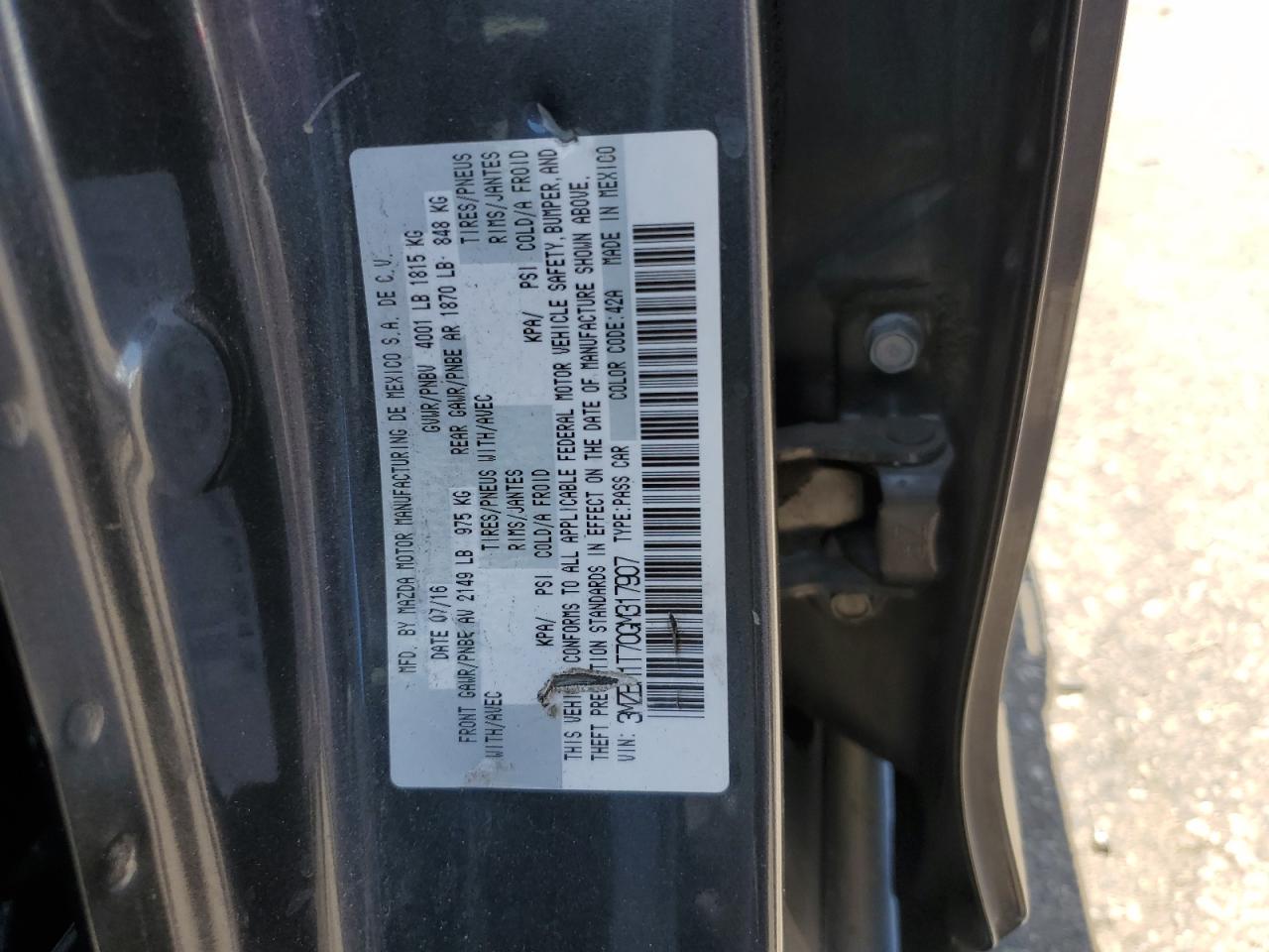 2016 Mazda 3 Sport VIN: 3MZBM1T70GM317907 Lot: 63468184