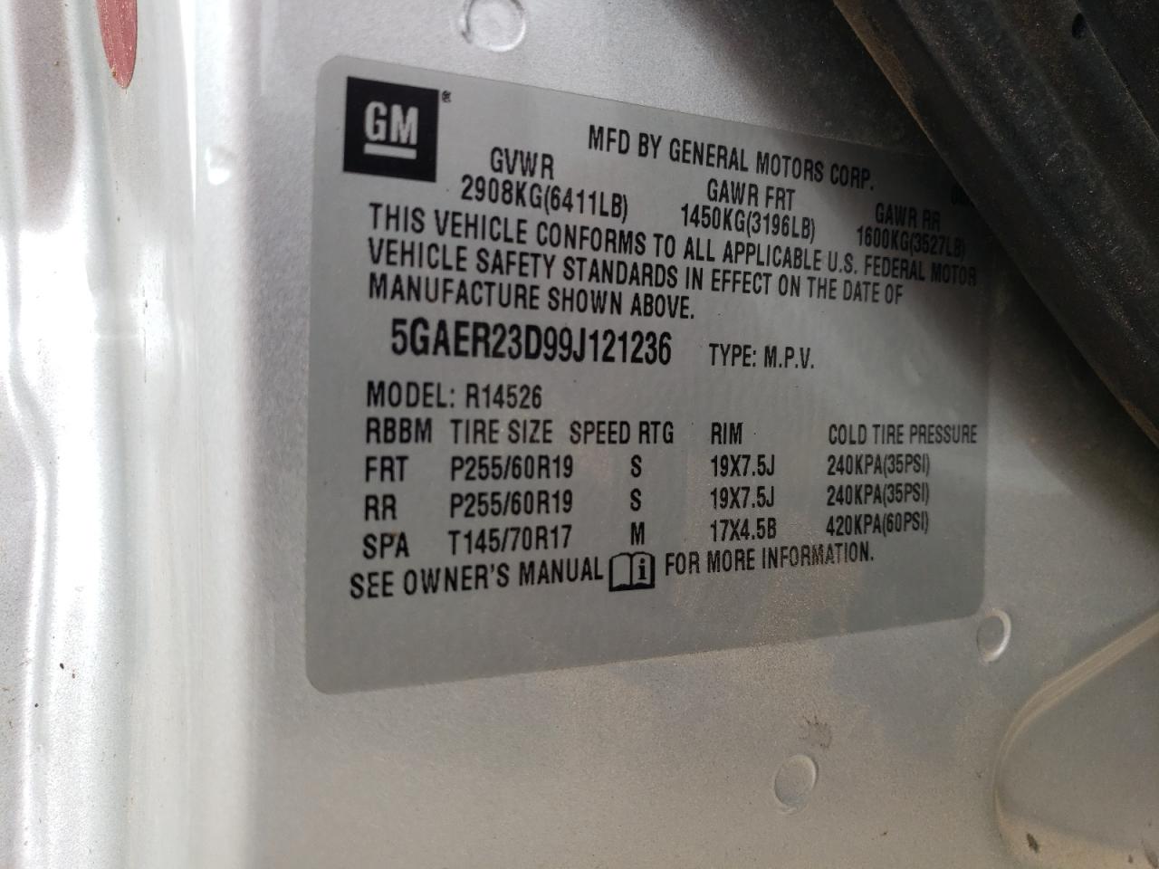 2009 Buick Enclave Cxl VIN: 5GAER23D99J121236 Lot: 62043844