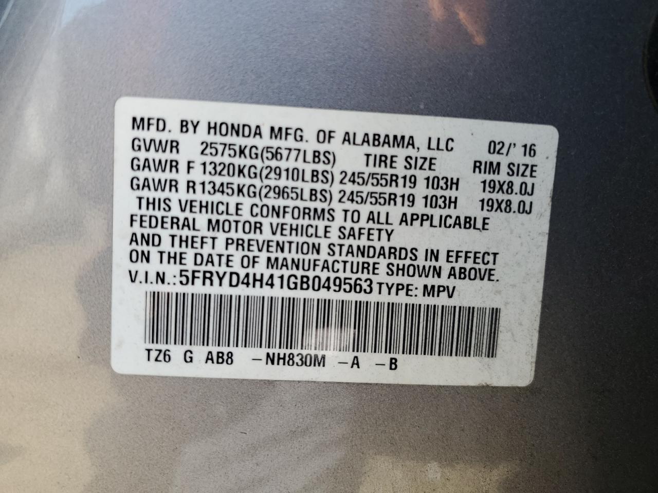 2016 Acura Mdx Technology VIN: 5FRYD4H41GB049563 Lot: 64470024