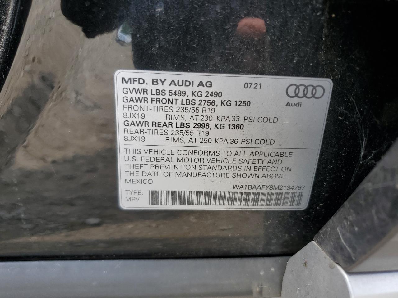 2021 Audi Q5 Premium Plus VIN: WA1BAAFY8M2134767 Lot: 62798924