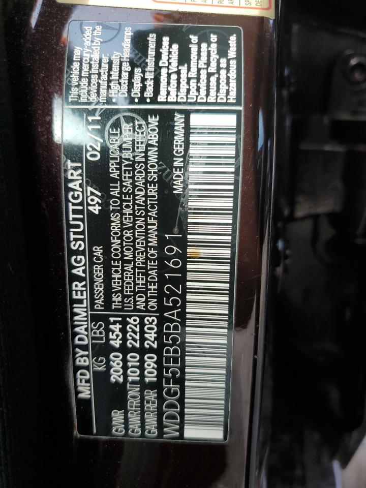 2011 Mercedes-Benz C 300 VIN: WDDGF5EB5BA521691 Lot: 64204754