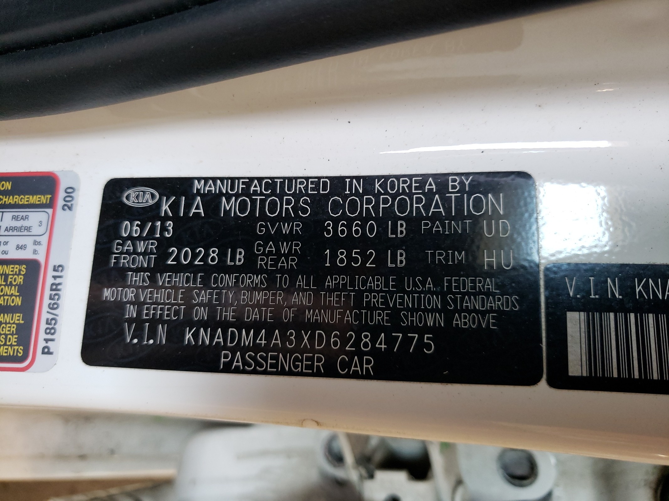 KNADM4A3XD6284775 2013 Kia Rio Lx