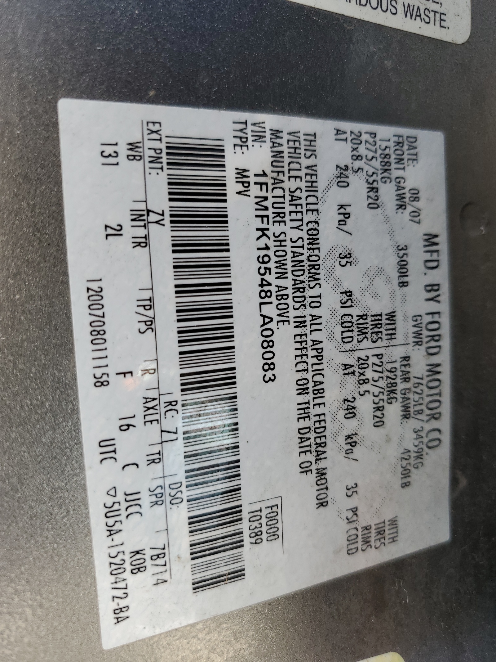 1FMFK19548LA08083 2008 Ford Expedition El Limited