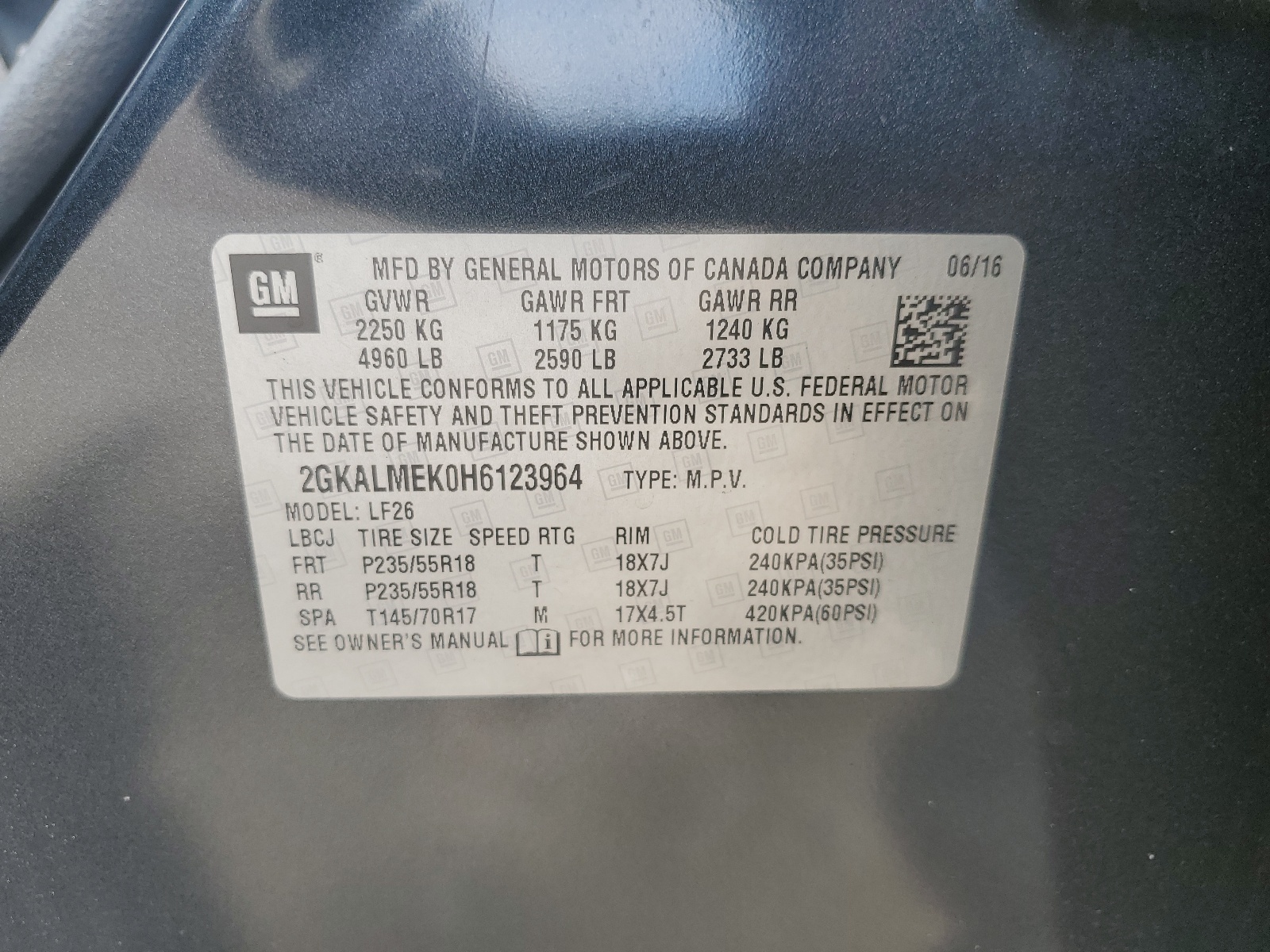 2GKALMEK0H6123964 2017 GMC Terrain Sle