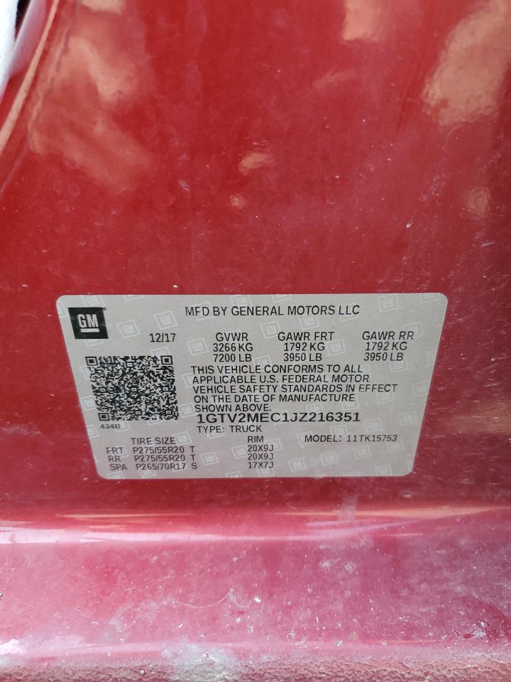 2018 GMC Sierra K1500 Sle VIN: 1GTV2MEC1JZ216351 Lot: 63169764