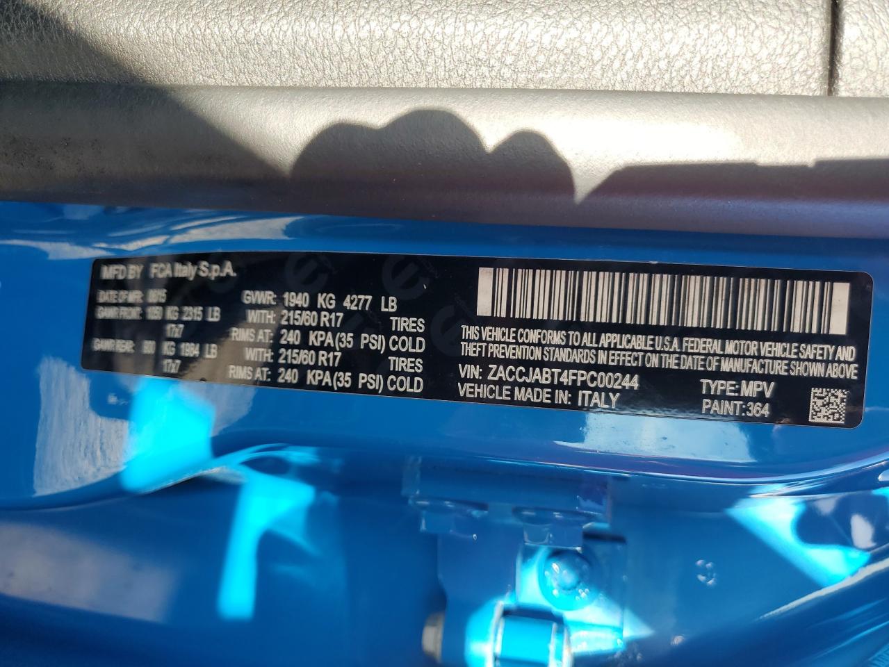 2015 Jeep Renegade Latitude VIN: ZACCJABT4FPC00244 Lot: 62600784