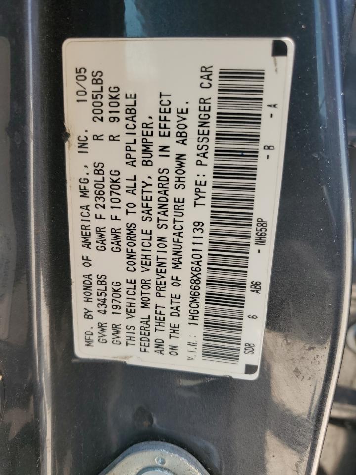 2006 Honda Accord Ex VIN: 1HGCM668X6A011139 Lot: 56837395