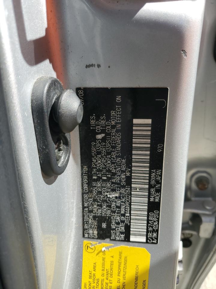 2009 Toyota Highlander Hybrid Limited VIN: JTEEW44A992027841 Lot: 62857284