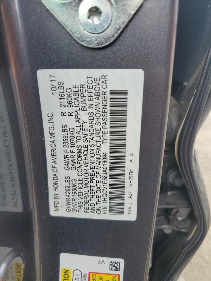 1HGCV1F58JA016094 2018 Honda Accord Exl