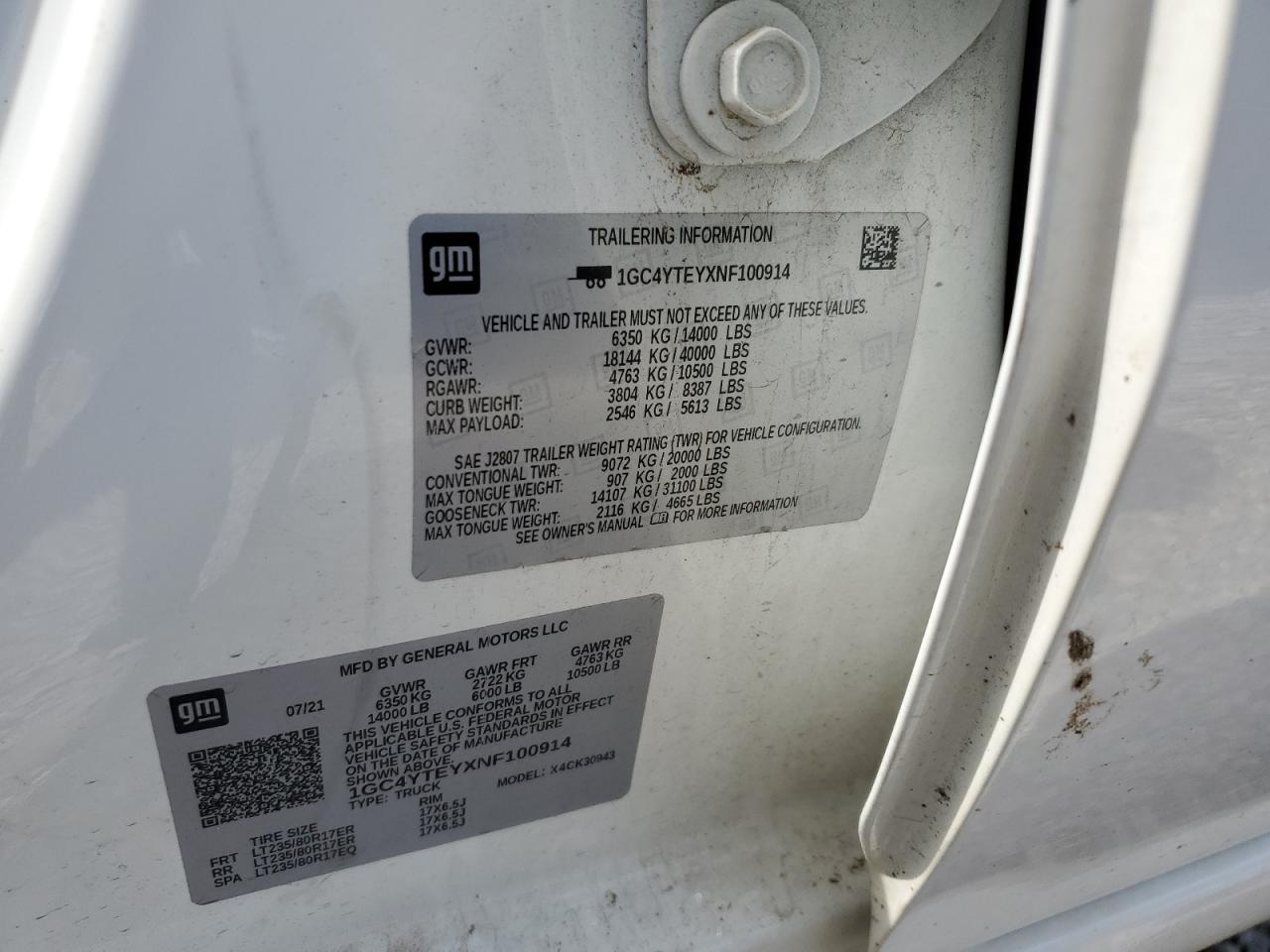 2022 Chevrolet Silverado K3500 Lt VIN: 1GC4YTEYXNF100914 Lot: 62679624