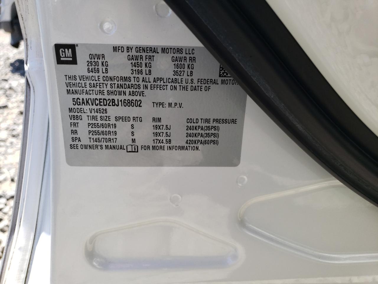 2011 Buick Enclave Cxl VIN: 5GAKVCED2BJ168602 Lot: 63839074