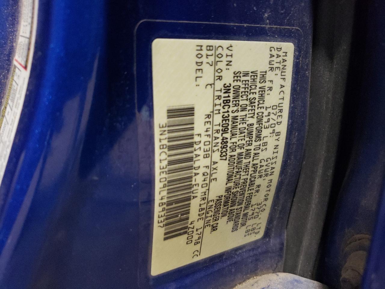 2009 Nissan Versa S VIN: 3N1BC13E09L489337 Lot: 63519054