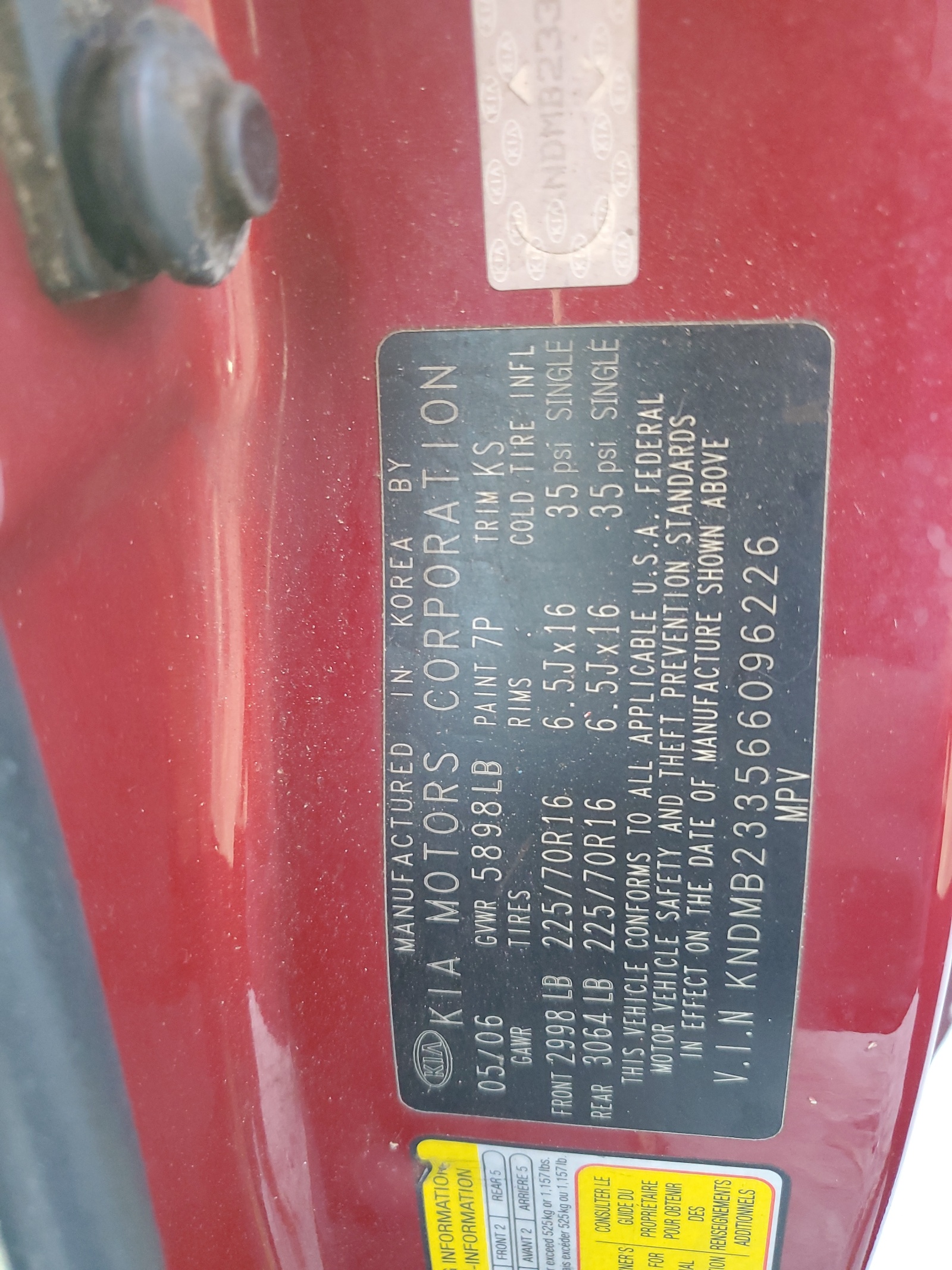 KNDMB233566096226 2006 Kia Sedona Ex