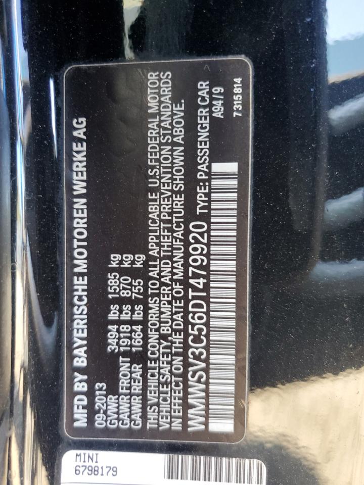 2013 Mini Cooper S VIN: WMWSV3C56DT479920 Lot: 64519394