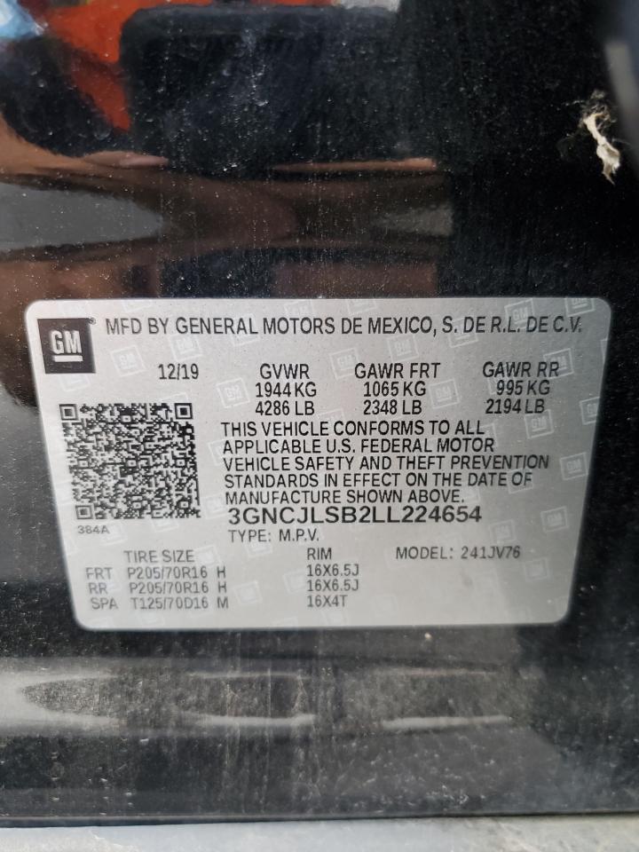 2020 Chevrolet Trax 1Lt VIN: 3GNCJLSB2LL224654 Lot: 62000924