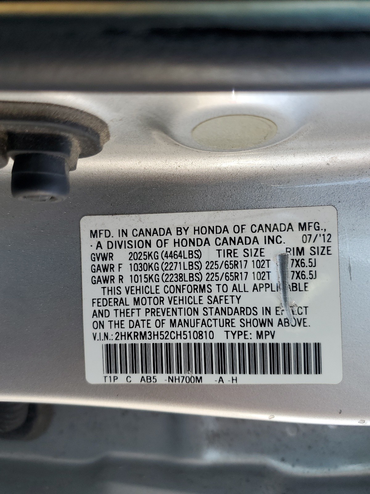 2HKRM3H52CH510810 2012 Honda Cr-V Ex
