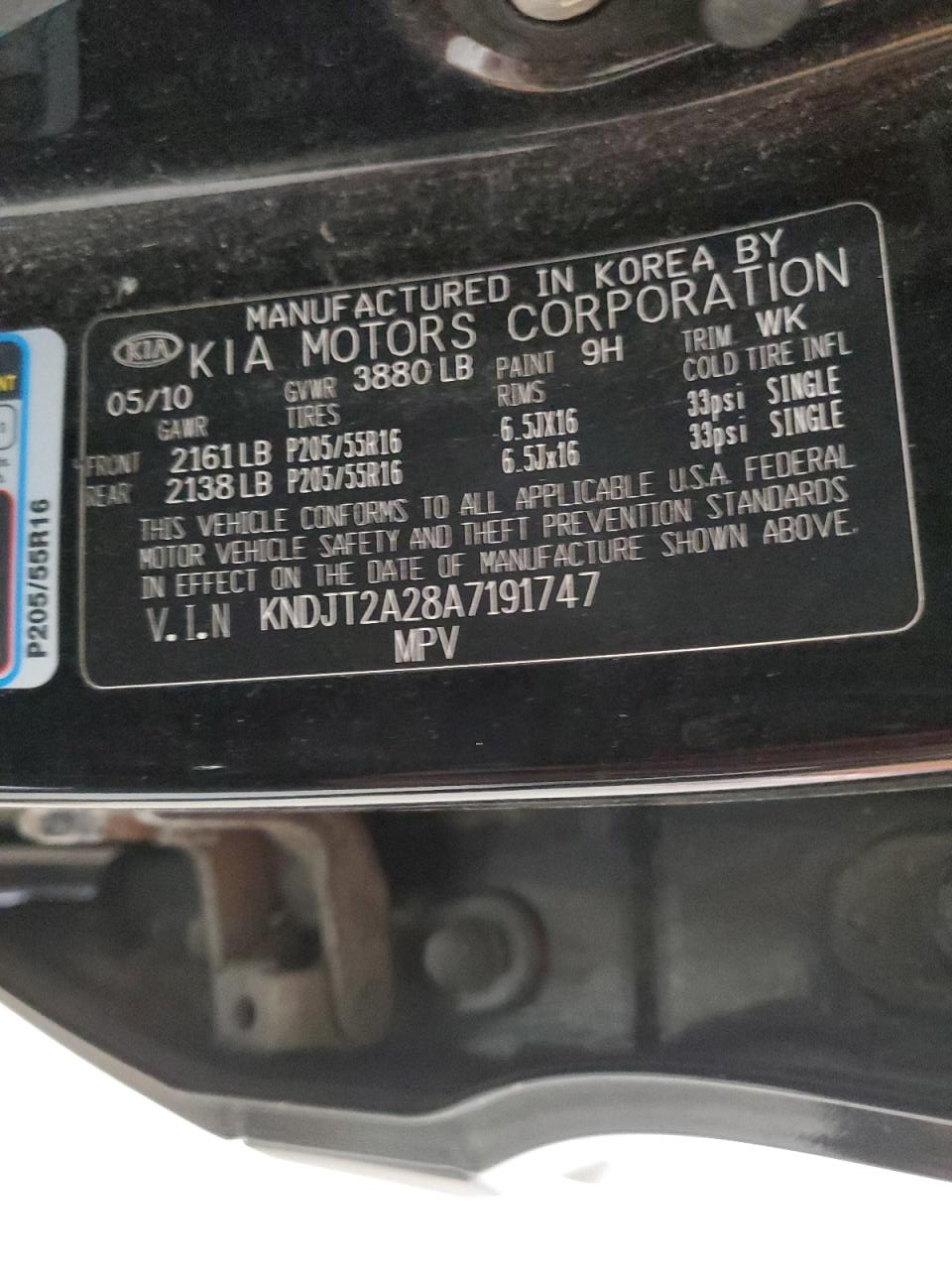 KNDJT2A28A7191747 2010 Kia Soul +