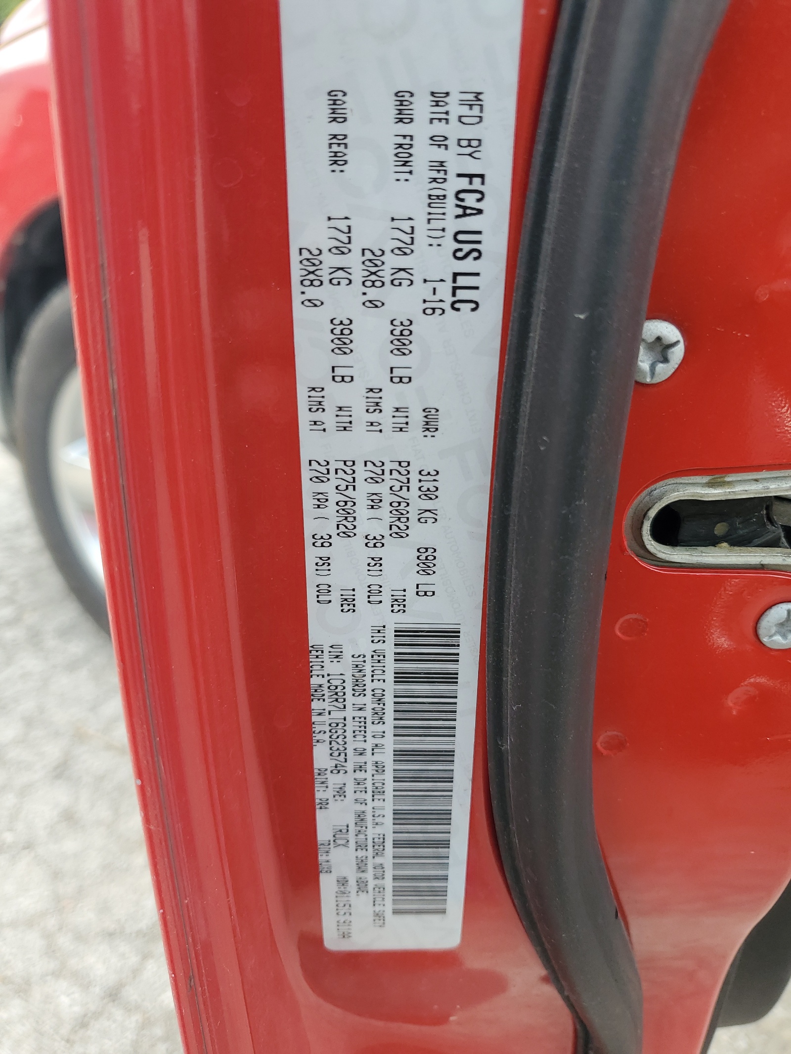 1C6RR7LT6GS235746 2016 Ram 1500 Slt