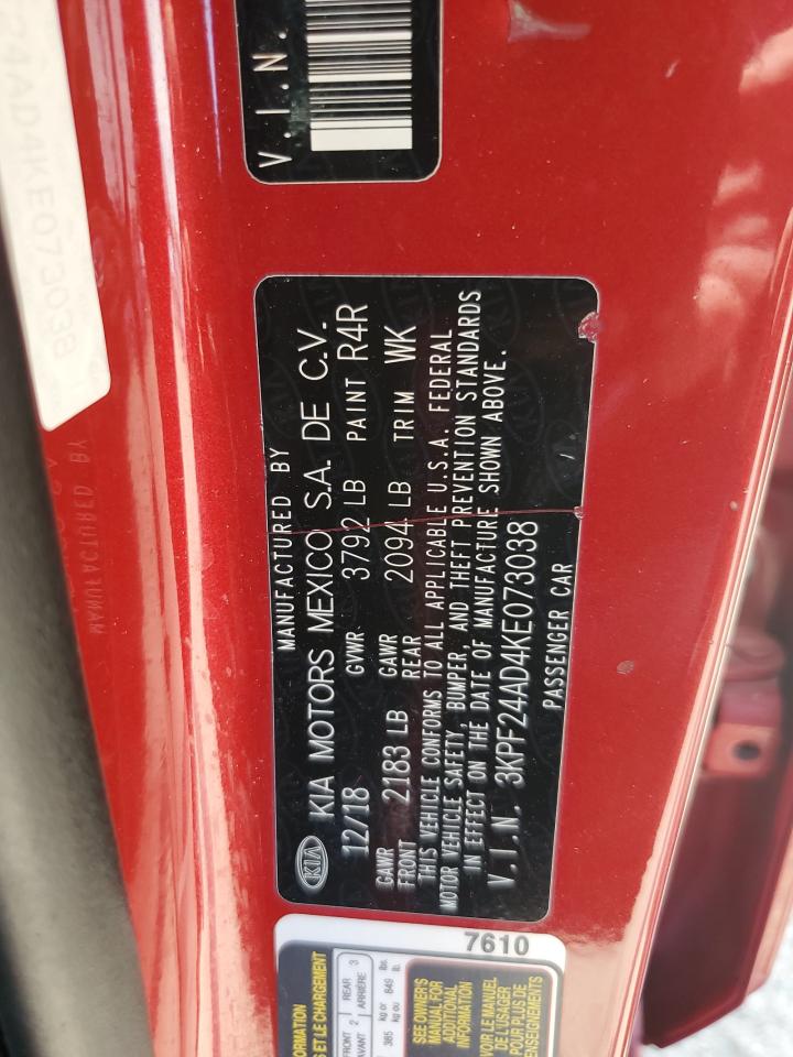 2019 Kia Forte Fe VIN: 3KPF24AD4KE073038 Lot: 62452984