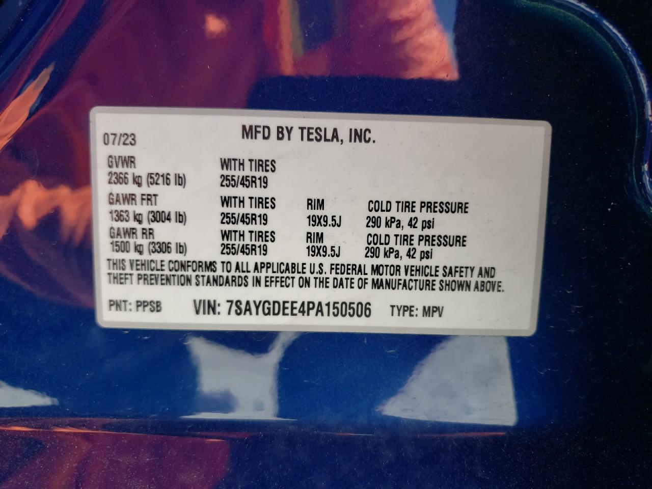 2023 Tesla Model Y VIN: 7SAYGDEE4PA150506 Lot: 64571744