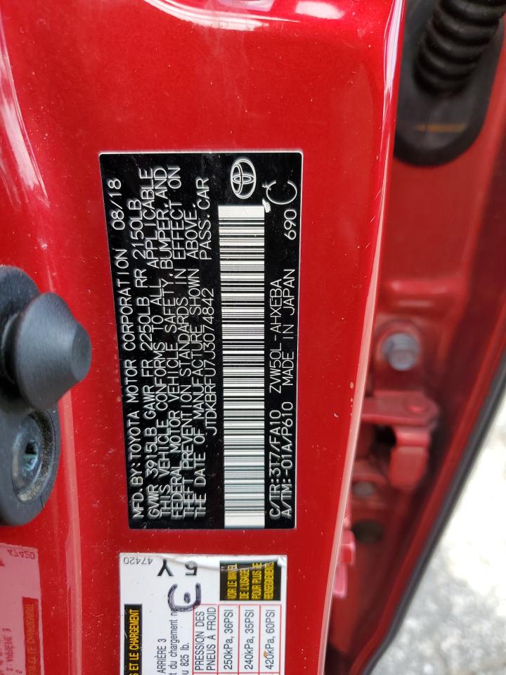 2018 Toyota Prius VIN: JTDKBRFU7J3074842 Lot: 64239884