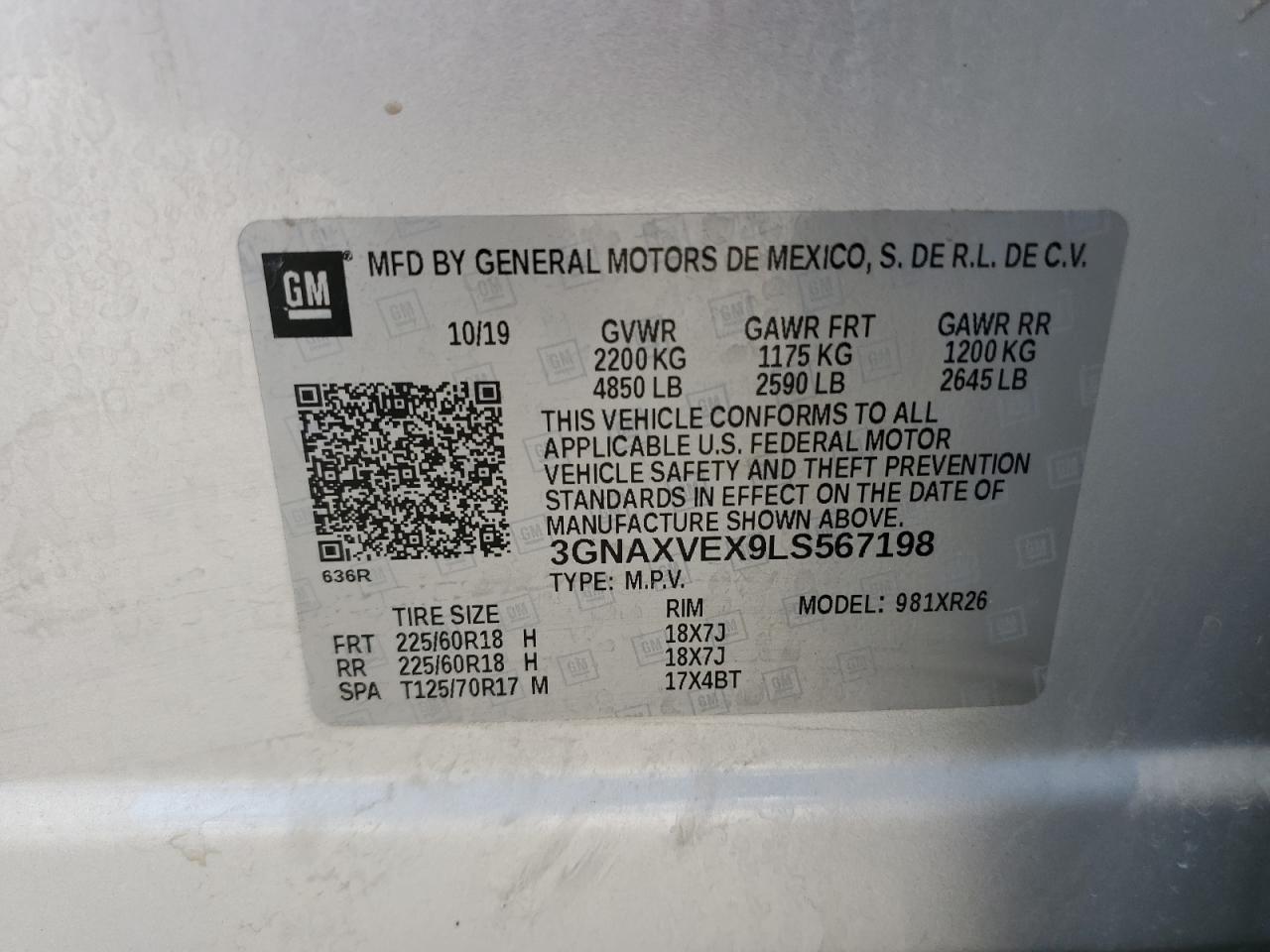 2020 Chevrolet Equinox Lt VIN: 3GNAXVEX9LS567198 Lot: 64024954