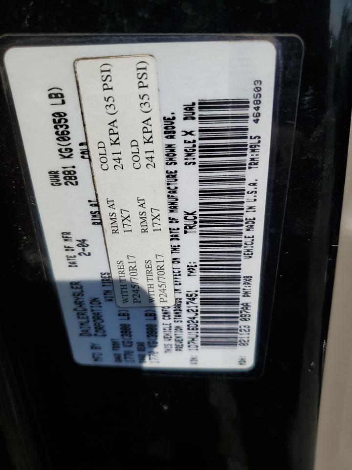 2004 Dodge Ram 1500 St VIN: 1D7HU16D24J217451 Lot: 64505184