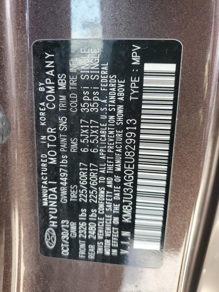 2014 Hyundai Tucson Gls VIN: KM8JU3AG0EU829913 Lot: 64277554