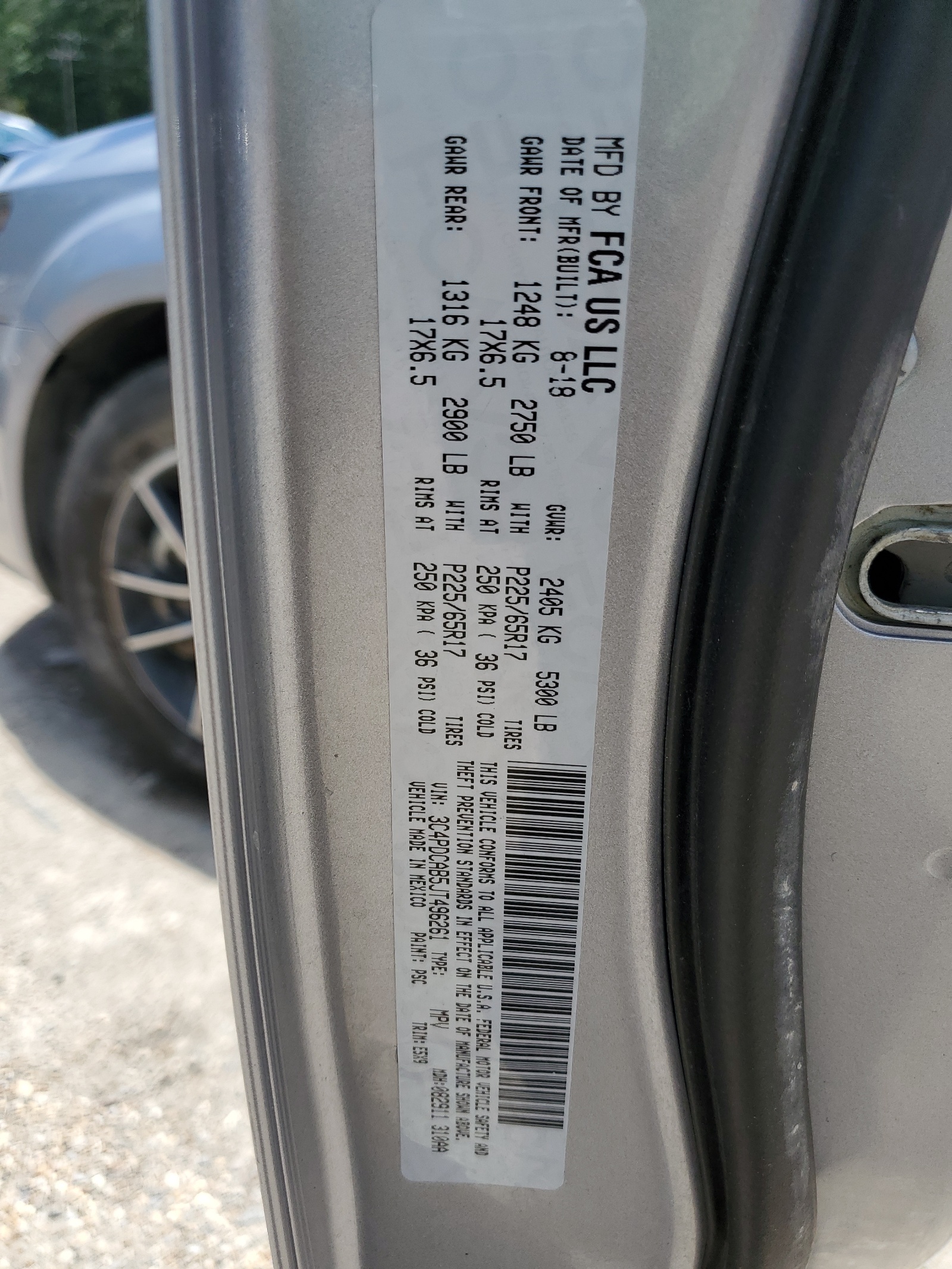 3C4PDCAB5JT496261 2018 Dodge Journey Se