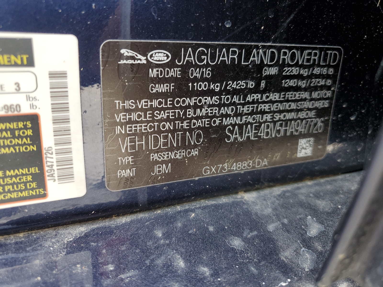 SAJAE4BV5HA947726 2017 Jaguar Xe Prestige