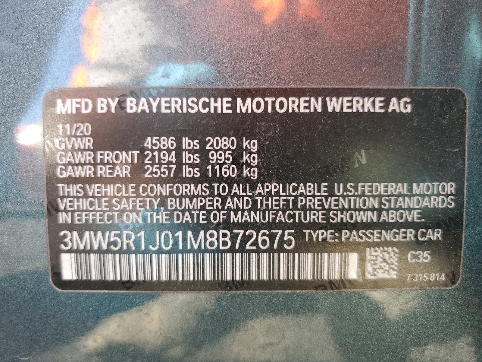 3MW5R1J01M8B72675 2021 BMW 330I