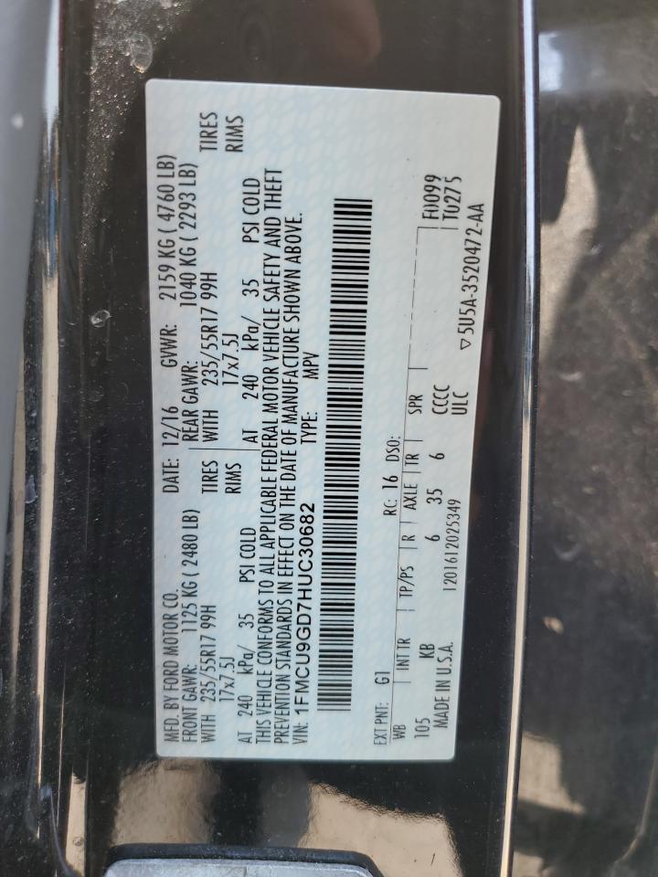 2017 Ford Escape Se VIN: 1FMCU9GD7HUC30682 Lot: 63254724