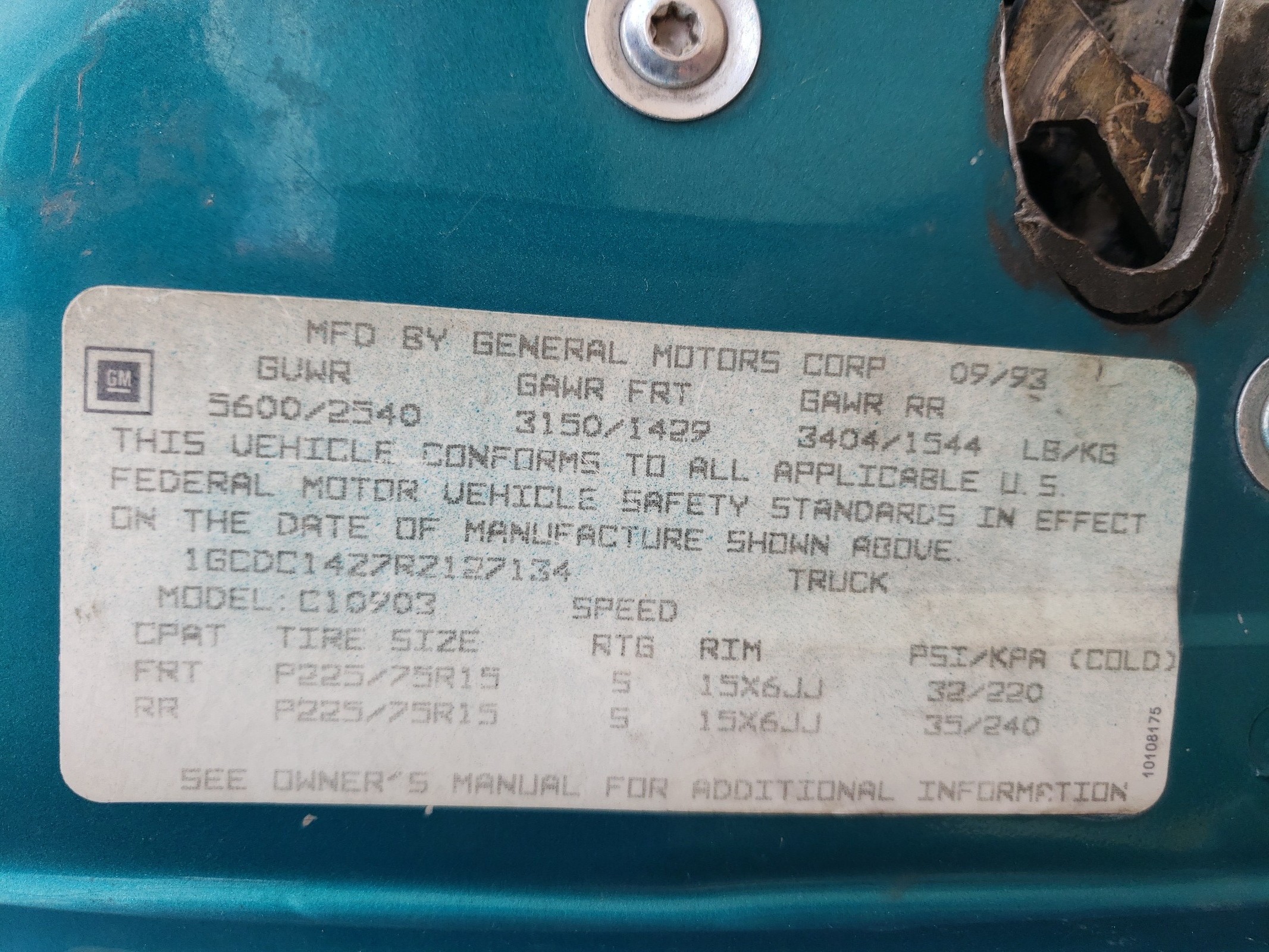 1GCDC14Z7RZ127134 1994 Chevrolet Gmt-400 C1500